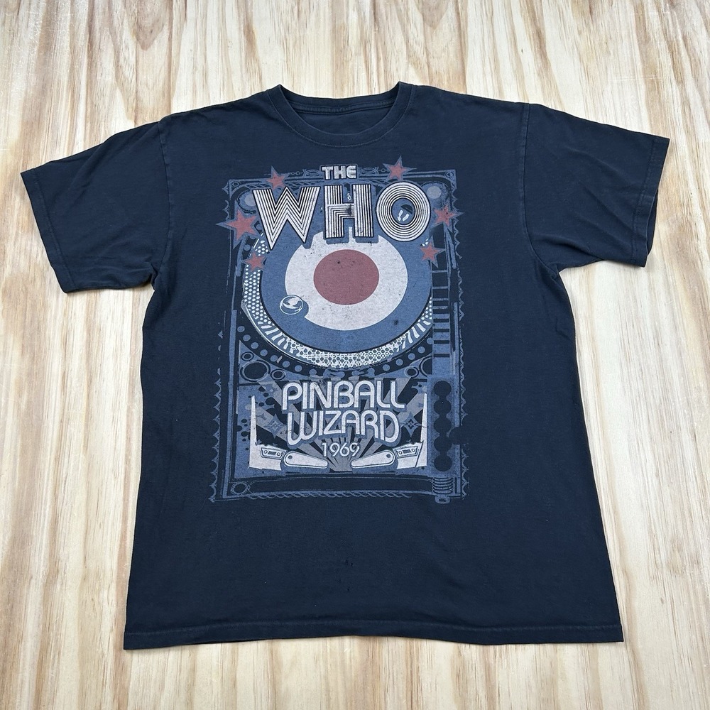 Y2K The Who Pinball Wizard Tour T-Shirt 1969 Faded Black Large Short Sleeve